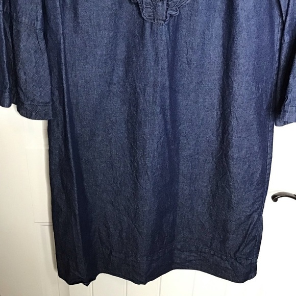 Draper James Chambray Ruffle Shift Dress. - Picture 8 of 10